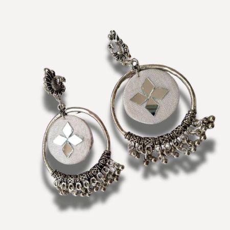 White Oxidized Jhumka Bali Earrings